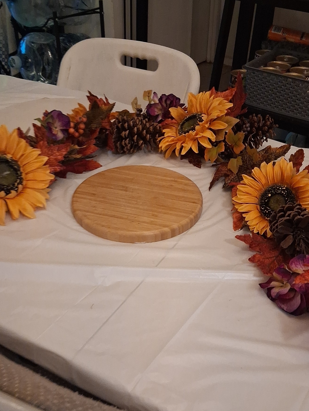 Autumn Sunflower & Pinecone Garland - Yellow and Brown Fall Accent